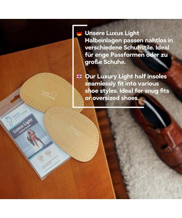 Luxus Light Forefoot Insoles - Leather & Foam Ball of Foot Cushioning - Anti-Odour Carbon - Women's Half-Shoes 7-9 - Buy Online on GoSupps.com