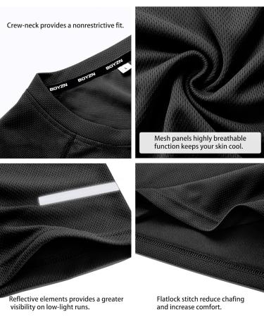 Holure Men's Sports T-Shirts 3 or 5 Pack | Breathable Quick-Drying Running & Fitness Shirts - Black Dark Gray Marine - Buy Online on GoSupps.com