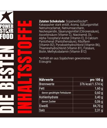 Powerstar Soy 90+ 1kg - Vegan Soy Protein Isolate 93% Protein No Added Sugar Made in Germany - Lactose-Free Non-GMO Chocolate Flavor - Plant-Based Protein Powder - Buy Online on GoSupps.com