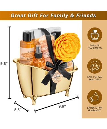 Luxury Spa Gift Baskets for Women - Honey & Almond Bath Set - 9 Piece Spa Kit with Body Wash, Bubble Bath, Lotion, and More - Buy Online on GoSupps.com