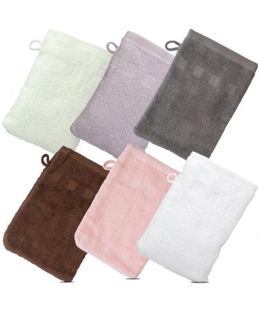 Made Easy Kit Bath Mitts - Pack of 6 - (6" x 9") European Style Washcloth with Loop by MEK (Variety, 6 x 9 inches) Variety 6 x 9 inches
