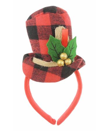 Glamour Girlz Unisex Womens Mens Festive Christmas Nativity Costume Outfit Party Headband Hair Hoop Alice Band Hairband Deeley Springs Bopper Plush Deer Antler Ears Reindeer Red Black Top Hat