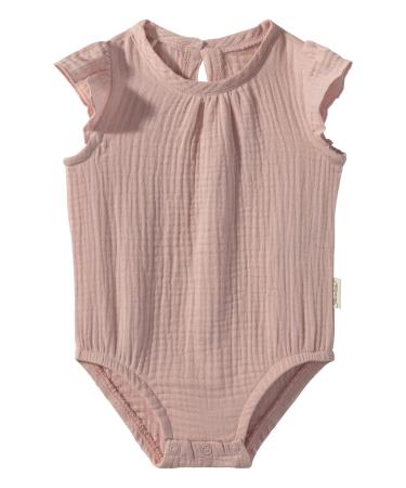 Sterntaler Body Uni Musselin with winged sleeves Hase Happy - Baby Body for Girls from Cotton Musselin - Summer Girls Body Uni -colored 74 SamtRosa