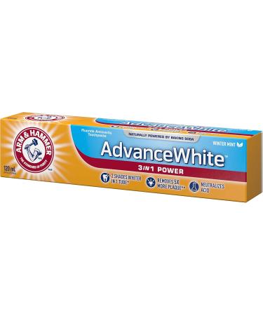 ARM & HAMMER Toothpaste Advance White 3in1 Power - Fluoride Anticavity Whitens Teeth Removes Plaque Neutralizes Acid 120 ml - Buy Online on GoSupps.com