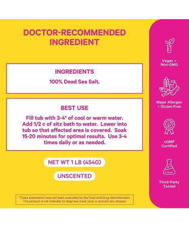 Pink Stork Postpartum Sitz Bath Soak - Dead Sea Salt for Perineal Care & Recovery - Labor and Delivery Essentials - 1 lb - Buy Online on GoSupps.com