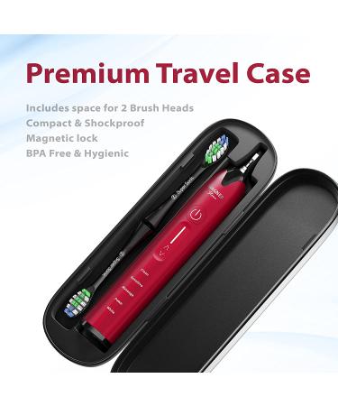 Wagner & Stern Ultrasonic Whitening Toothbrush with Pressure Sensor - 5 Modes, 4 Intensity Levels, 3D Sliding Control, 8 Dupont Bristles, Premium Travel Case - Burgundy - Buy Online on GoSupps.com