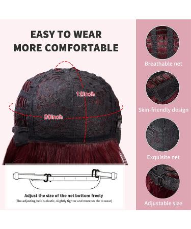 Wine Red Wavy Shoulder Length Wig with Bangs | Burgundy Bob Curly Wig for Women | Heat Resistant Fiber | 12 Inch - Buy Online on GoSupps.com