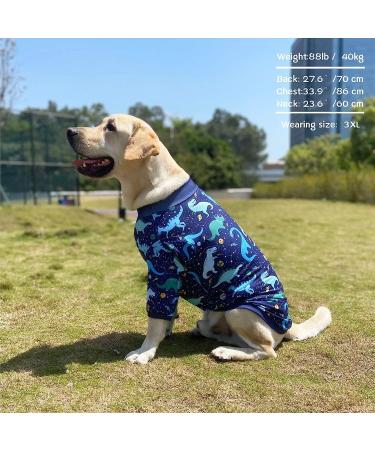 3XL Navy Dinosaur Printed Dog T-Shirt for Large Dogs | Soft Pet Pajamas - Buy Online on GoSupps.com