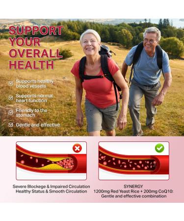 Red Yeast Rice with Coq10 Gummies Suagr Free Balanced Cholesterol Supplement - Omega-3 Turmeric Beet Root Vitamin C D Magnesium Support Healthy Heart Energy & Immunity Strawberry Flavor 60 Cts - Buy Online on GoSupps.com