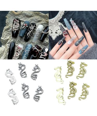 6pcs Fashionable Snake Dragon Nail Metal Decorations For Nails Art Manicure Chinese New Year Nail - Buy Online on GoSupps.com