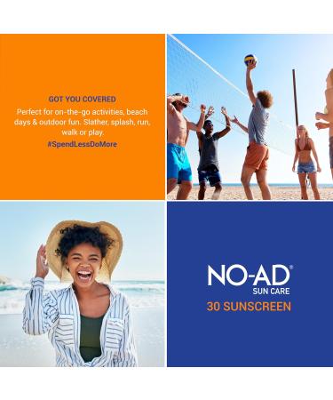 NO-AD SPF 30 Sunscreen Lotion | Broad Spectrum UVA/UVB Protection | Water Resistant | Octinoxate & Oxybenzone Free with moisturizing Vitamin E and Aloe 3oz | Pack of 3 SPF 30 3 FL OZ. Tube 3 Pk. - Buy Online on GoSupps.com
