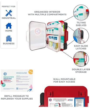 326-Piece Red Hard Case First Aid Kit - Exceeds OSHA & ANSI Guidelines for 100 People - Home, Office, Car, School, Emergency, Survival, Camping, Hunting & Sports - Buy Online on GoSupps.com