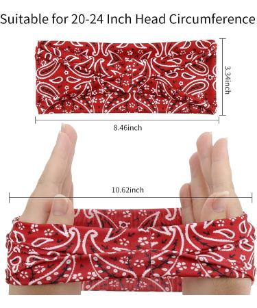 YARIEW Paisley Bandanas Headbands - 6 Pcs | Wide Boho Sweat Bands for Yoga & Sports - Buy Online on GoSupps.com