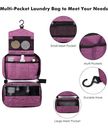 Cooja Wash Bag Hanging Toiletry Bag for Women - Makeup Travel Washbag with Hook & Handle + 2 Drawstring Bags - Violet - Buy Online on GoSupps.com
