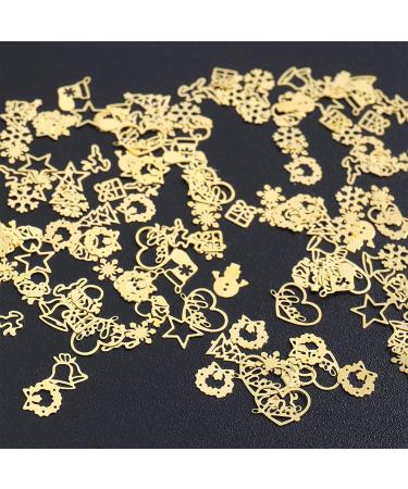YOXIER 3D Nail Art Decoration Gold Metal Nail Studs Snowflakes Snowmen Elk Bell Nail Flakes Nail Slice Manicure Nail Art Decoration Set - Buy Online on GoSupps.com