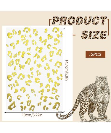 12 Sheet Cheetah Temporary Tattoo Set - Gold Leopard Print Face Stickers for Women's Accessories & D cor - Buy Online on GoSupps.com