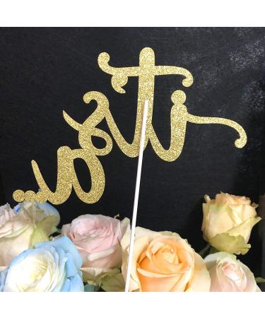 Glitter Double Sided Gold Gender Reveal Cake Topper - Boy or Girl Baby Party Decor - Buy Online on GoSupps.com