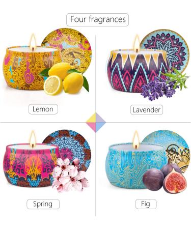 Colorful Scented Candles Gift Set for Women - 4 Pack 4.4 Oz Home Fragrance Candles, Perfect for Birthday, Valentines, Thanksgiving, Christmas, Mothers Day - Buy Online on GoSupps.com