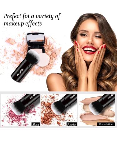 Makeup Brush Kabuki Face Brushes Retractable Travel Blush Brush Portable Flawless for Foundation Powder Blush Bronzer Buffing Liquid Cream Cruelty Free with Cover(Round-Head) - Buy Online on GoSupps.com