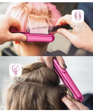 Buy Terviiiix Mini Hair Smoothing Tool - Portable Ceramic Smoother for Short Hair & Ponytail | Fast Hair Styling with Travel Bag - Pink - Buy Online on GoSupps.com