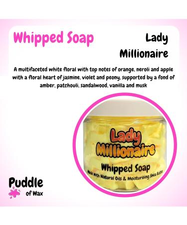 Lady Millionaire Whipped Soap Body Wash - 150g - Natural Oils and Butters - Perfume Scent - Vegan Friendly - Puddle of Wax - Made in the UK - Buy Online on GoSupps.com