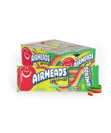 Airheads Xtremes Belts Sweetly Sour Candy Halloween Treat Non Melting Bulk Movie Theater and Party Bag, Rainbow Berry, 36 Ounce,( Pack of 12)