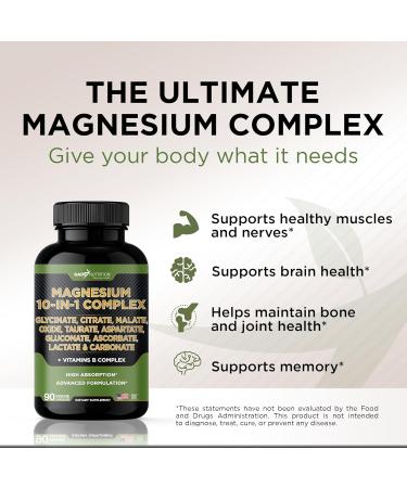 Gade Nutrition Magnesium Complex 10 in 1 with Magnesium Glycinate Citrate Malate Oxide Taurate Aspartate Gluconate Ascorbate Lactate Carbonate Zinc Copper Manganese & Vitamin C B1 B2 B6 - Buy Online on GoSupps.com
