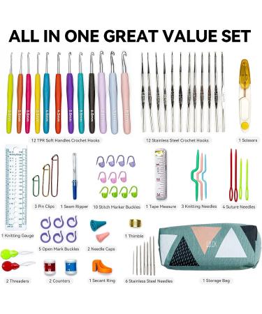 24 Sizes Crochet Hooks Set for Arthritic Hands - Ergonomic Soft Grip Handles - 43Pcs Accessories - Storage Bag - Ideal for Beginners and Mothers - Buy Online on GoSupps.com