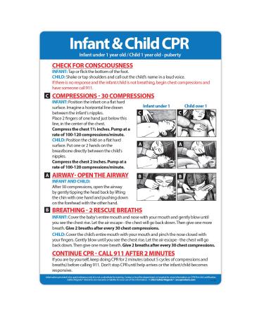 Infant and Child CPR Fridge Magnet - CPR First Aid for Baby and Child - by Safety Magnets - 5 x 7 inches 1