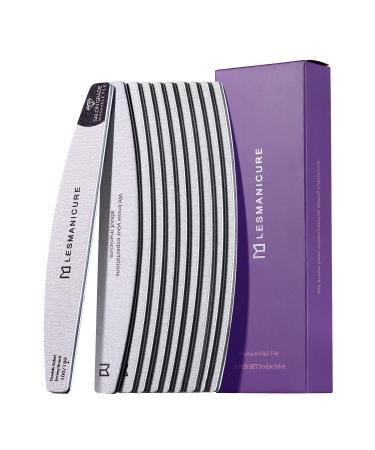 LESMANICURE Nail File Salon Grade Nail Files 100 180 Grit for Acrylic Nails Poly Nail Gel Emery Boards for Nails 10 PCS Pack