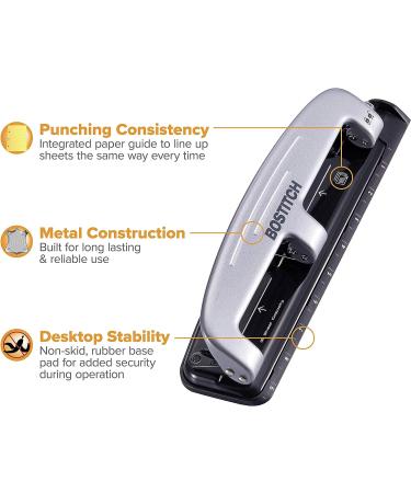 Bostitch Office Three-Hole Punch 2101 - 12 Sheet Capacity, Silver/Black - Buy Online on GoSupps.com
