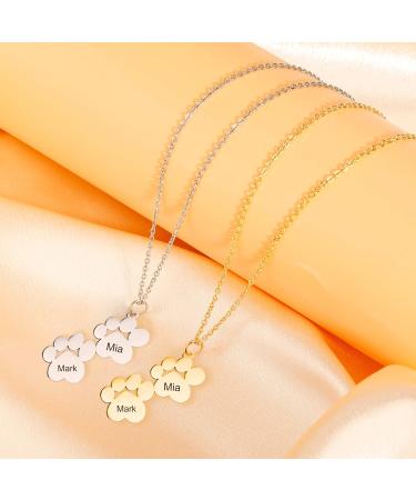 Zounghy Personalised Paw Print Necklace Custom Dog Paw Pendant Necklace with 1-4 Names Engraved Name Tiny Paw Necklace Pet Memorial Jewelry for Pet Lovers Mothers Day Gift for Pet Mom Silver - Buy Online on GoSupps.com