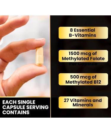 Eliixr Methylated Multivitamin 27-in-1 Formula with 1500 mcg Active Folate Methylated B12 K2 D3 B-Complex and more Women and Mens Multivitamins 60 Vegan Capsules 2 month supply Made in the USA 60 Count (Pack of 1) - Buy Online on GoSupps.com