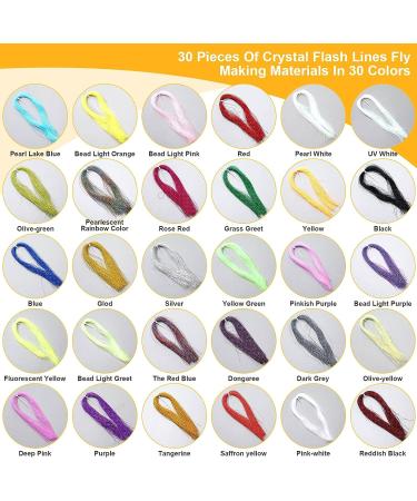 BBTO 30 Set Fly Tying Kit - Crystal Flash Materials in 30 Colors for Spiral Jig Tieing - Fishing Lure Making Supplies - Outdoor Fishing DIY Accessory - Buy Online on GoSupps.com