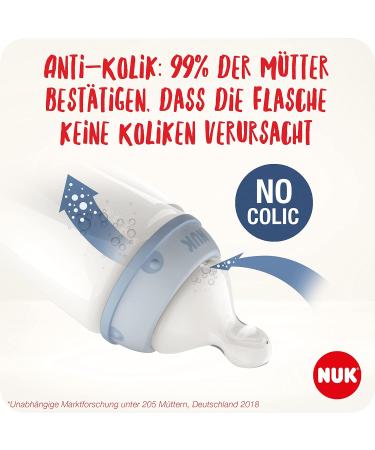 Nuk First Choice+ Baby Bottles Starter Set | 0-6 Months | 4 BPA-Free Bottles with Temperature Control & Box | Anti-Colic Valve | Gray & White | 5-Part Set - Buy Online on GoSupps.com