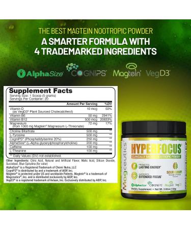 Magceutics Hyperfocus Energy Nootropic Powder - Boost Memory & Cognitive Function - 3.52 Oz (Sour Gummy) - Buy Online on GoSupps.com