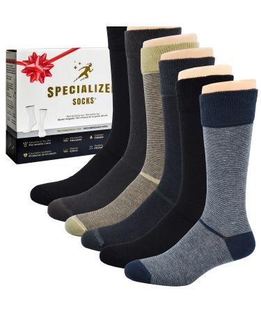 Diabetic socks for men 9-12  Super Soft  Extremly Comfortable  Premium cotton  mens dress socks Dark Stripes 10-13
