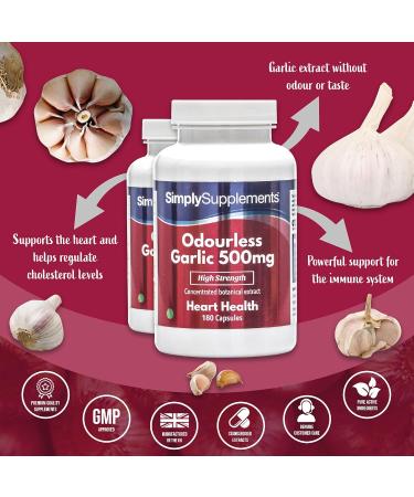 High Strength Odourless Garlic Capsules 500mg - 2X 180 (360) Capsules | Vegan Friendly | UK Made | Heart Health & Circulation Support - Buy Online on GoSupps.com