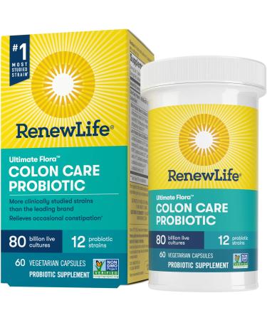 Renew Life Ultimate Flora Colon Care Probiotic 80 Billion CFU 60 Vegetarian Capsules