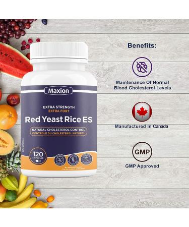 Maxion Red Yeast Rice Extra Strength for Natural Cholesterol Control Helps Reduce LDL/Total Cholesterol Levels 120 Capsules (1) - Buy Online on GoSupps.com