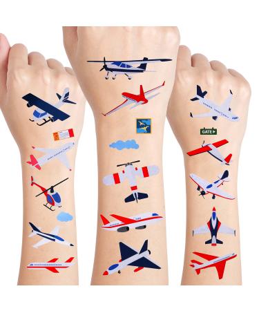 24 Sheets Airplane Temporary Tattoos  Birthday Decorations Airplane Party Favors