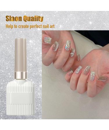 Glitter Gel Nail Polish Silvery Holographic Soak Off UV Gel Nail Varnish Metallic Sparkly Long Lasting Chip-resistant Birthday Gift for Women Diamond Shiny Finish Gel Polish 15ml - Buy Online on GoSupps.com