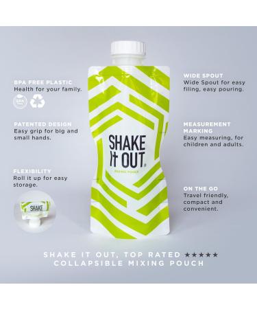 Shake It Out Collapsible Shaker Bottle 12oz - Lime/White 7 Pack | Reusable & Recyclable for Protein Shakes and Supplements - Buy Online on GoSupps.com