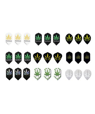 Poly Metronic 5 Sets (15 Pieces) of Marijuana Pot Leaf Slim Size Dart Flights - Assorted Designs