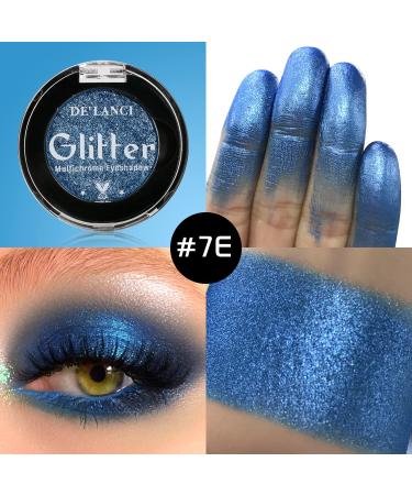 DE'LANCI Multichrome Holographic Eyeshadow - Intense Blue Shade, Highly Pigmented Duo Chrome Glitter for Blue Eyes - Vegan & Talc Free (Smurf #7E) - Buy Online on GoSupps.com