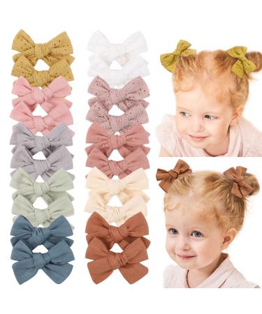 Jollybows 20pcs Baby Girl Hair Bows Clips Fully Lined 3.5" Barrettes Hair Accessories for Little Girls Toddler Kids Teens Multi-colored