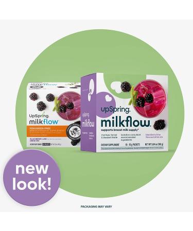 Upspring Milkflow Breastfeeding Drink Mix- Blackberry Lime Flavor | Lactation Supplement with Moringa & Blessed Thistle | Promotes Healthy Milk Supply | 16 Drink Mixes - Buy Online on GoSupps.com