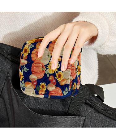 Fall Pumpkin Sunflower Sanitary Napkin Storage Bag - Portable Period Kit Pouch - Buy Online on GoSupps.com