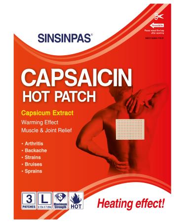 SINSINPAS Capsaicin Hot Pain Relieving Patch 3 Pack (9 Patches Total)