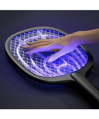 Electric Fly Swatter Racket Powerful Swatter 2 in 1 Electric Fly Killer Rechargeable Killer Lamp Portable Fly Killer Lamp for Indoor and Outdoor (Black) - Buy Online on GoSupps.com
